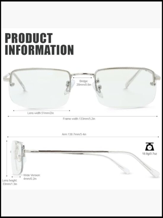 Minimalist Rectangular Sunglasses with Clear Lenses and Metal Temples main image 5